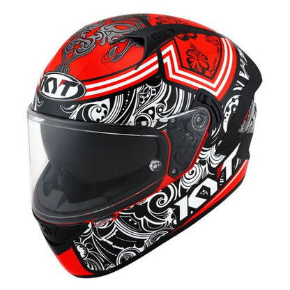KYT NFR Steel Flower Red Gloss Helmet