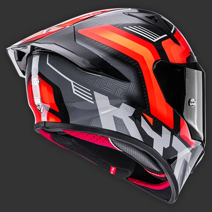 KYT R1R Carbon Accelerator Gloss Black Red - Helmet