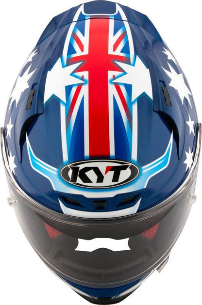 KYT Striker 2V Brock Parkes Replica Gloss Blue White Helmet