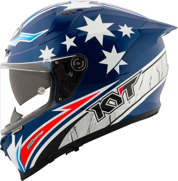 KYT Striker 2V Brock Parkes Replica Gloss Blue White Helmet