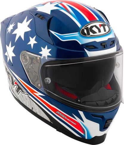 KYT Striker 2V Brock Parkes Replica Gloss Blue White Helmet