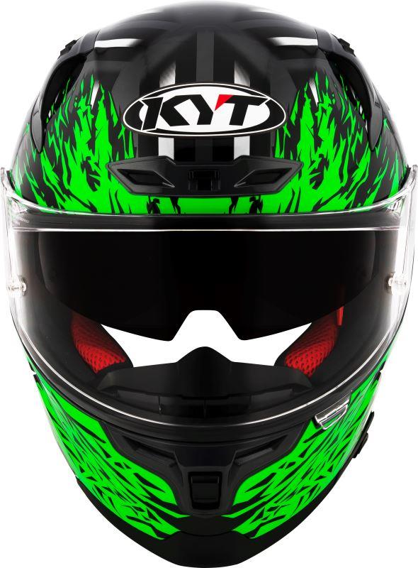 KYT Striker 2V Flaming Gloss Anthracite Green Helmet