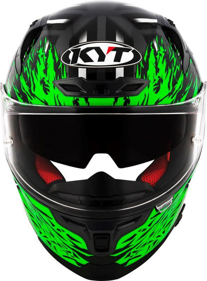 KYT Striker 2V Flaming Gloss Anthracite Green Helmet