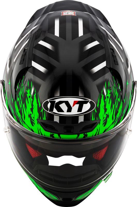 KYT Striker 2V Flaming Gloss Anthracite Green Helmet