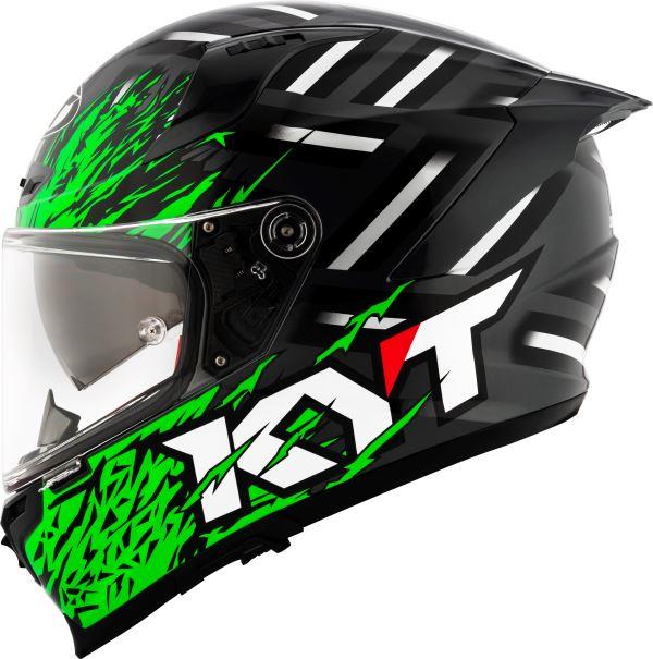 KYT Striker 2V Flaming Gloss Anthracite Green Helmet