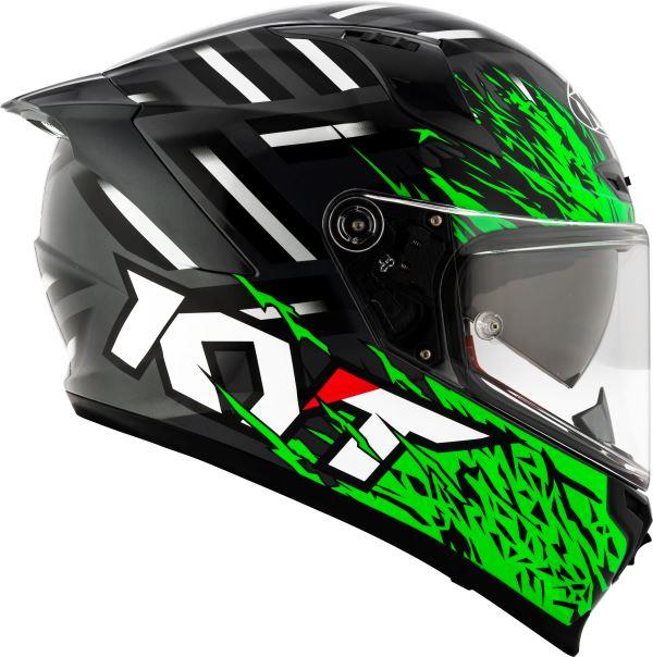 KYT Striker 2V Flaming Gloss Anthracite Green Helmet