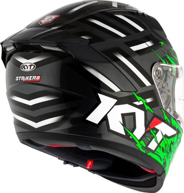 KYT Striker 2V Flaming Gloss Anthracite Green Helmet