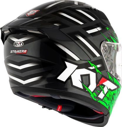 KYT Striker 2V Flaming Gloss Anthracite Green Helmet