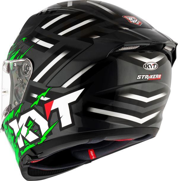 KYT Striker 2V Flaming Gloss Anthracite Green Helmet