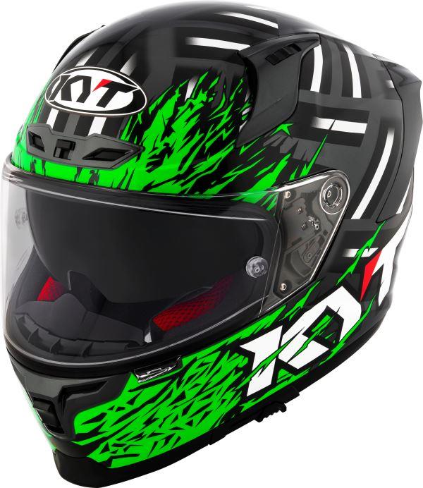 KYT Striker 2V Flaming Gloss Anthracite Green Helmet