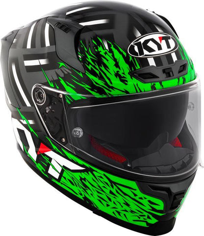 KYT Striker 2V Flaming Gloss Anthracite Green Helmet