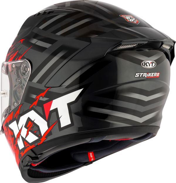 KYT Striker 2V Flaming Gloss Anthracite Red Helmet