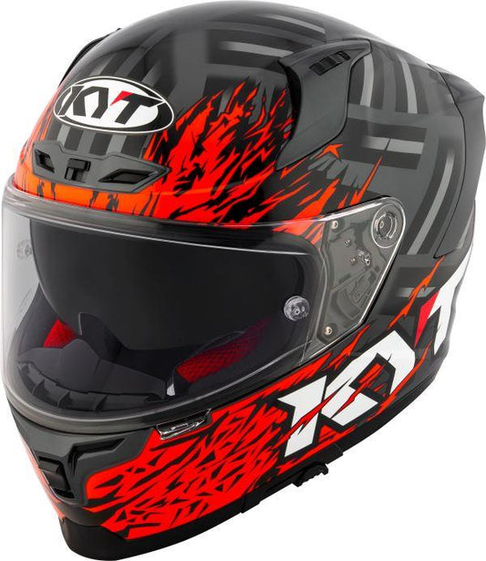 KYT Striker 2V Flaming Gloss Anthracite Red Helmet