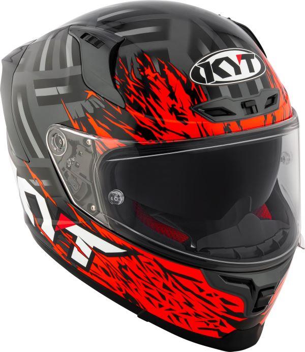KYT Striker 2V Flaming Gloss Anthracite Red Helmet