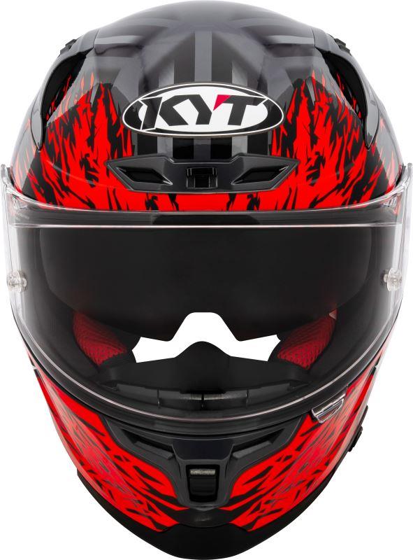 KYT Striker 2V Flaming Gloss Anthracite Red Helmet