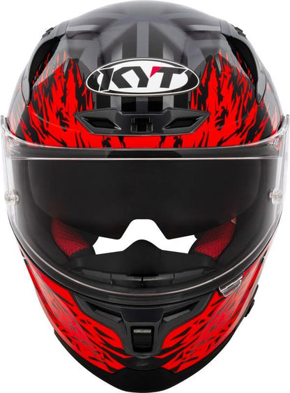 KYT Striker 2V Flaming Gloss Anthracite Red Helmet
