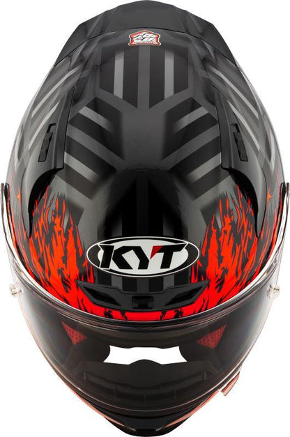 KYT Striker 2V Flaming Gloss Anthracite Red Helmet