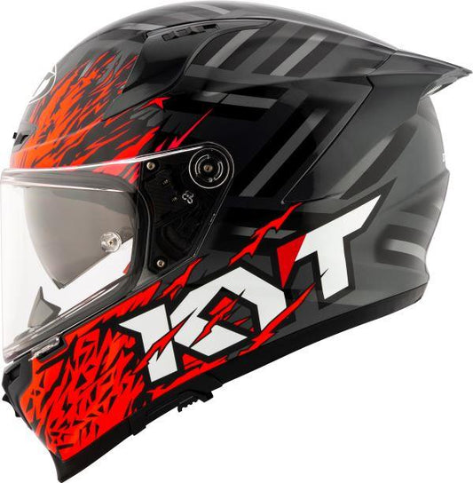 KYT Striker 2V Flaming Gloss Anthracite Red Helmet