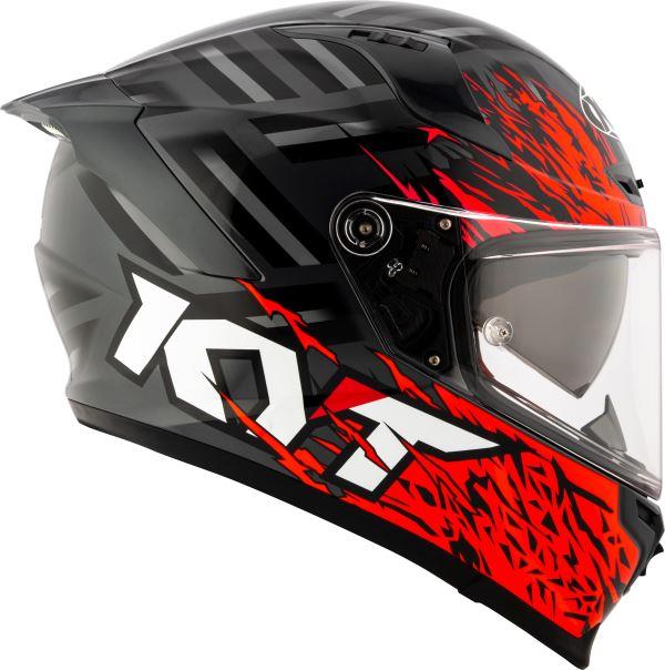 KYT Striker 2V Flaming Gloss Anthracite Red Helmet