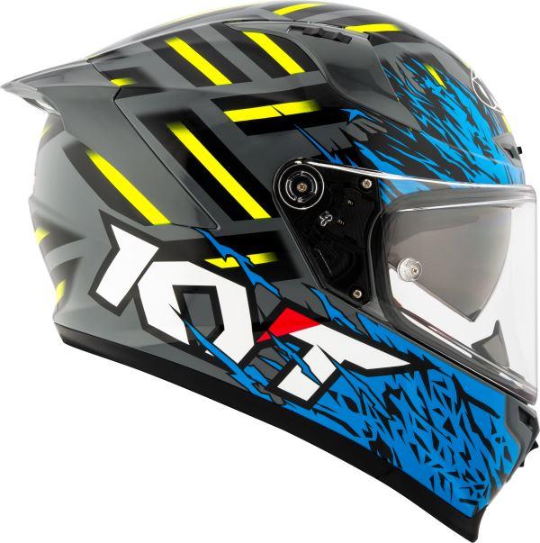 KYT Striker 2V Flaming Gloss Grey Blue Helmet