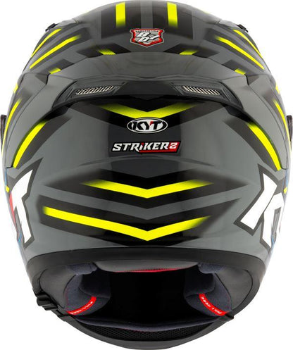 KYT Striker 2V Flaming Gloss Grey Blue Helmet