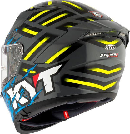 KYT Striker 2V Flaming Gloss Grey Blue Helmet