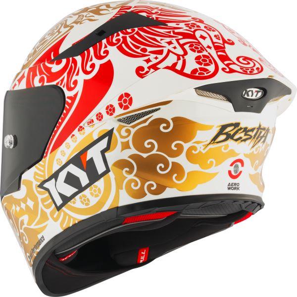 KYT TT Revo Enea Bastianini Indonesia Replica 2023 Gloss Pearl White Helmet