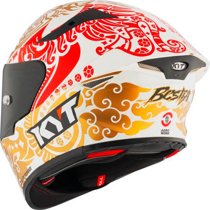 KYT TT Revo Enea Bastianini Indonesia Replica 2023 Gloss Pearl White Helmet