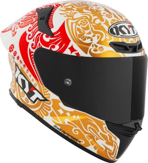 KYT TT Revo Enea Bastianini Indonesia Replica 2023 Gloss Pearl White Helmet