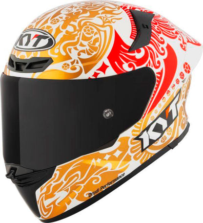 KYT TT Revo Enea Bastianini Indonesia Replica 2023 Gloss Pearl White Helmet