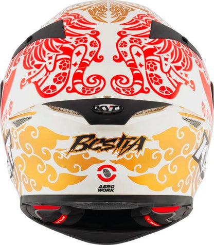 KYT TT Revo Enea Bastianini Indonesia Replica 2023 Gloss Pearl White Helmet