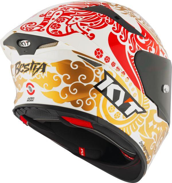 KYT TT Revo Enea Bastianini Indonesia Replica 2023 Gloss Pearl White Helmet