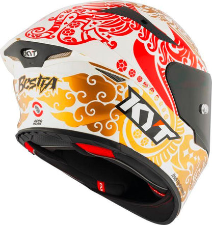 KYT TT Revo Enea Bastianini Indonesia Replica 2023 Gloss Pearl White Helmet