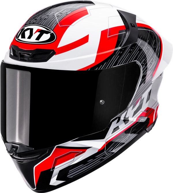 KYT TT Revo Speeding Gloss White Red Helmet