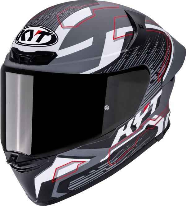 KYT TT Revo Speeding Matt GRL Grey Red Helmet