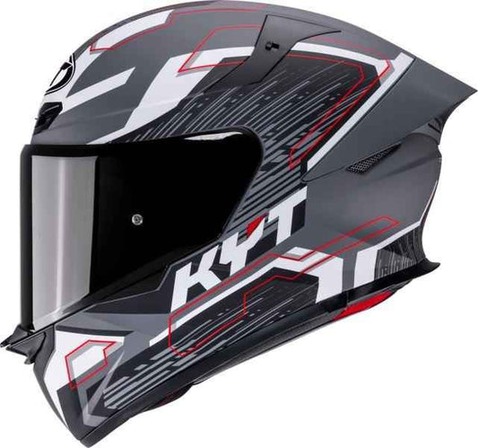 KYT TT Revo Speeding Matt GRL Grey Red Helmet