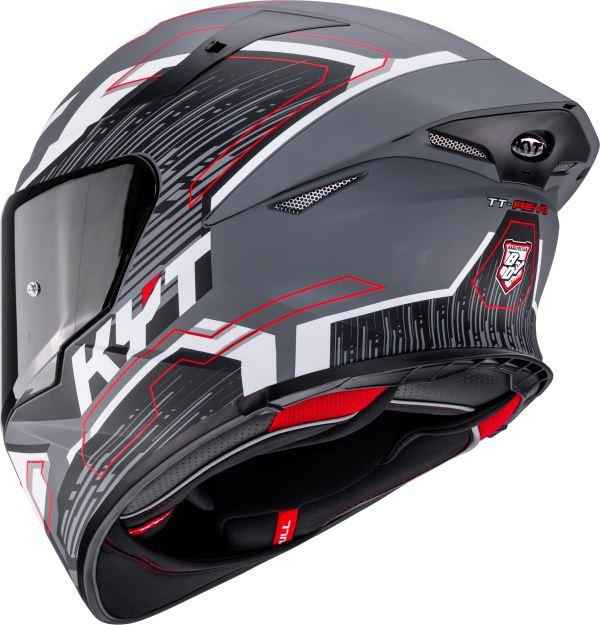 KYT TT Revo Speeding Matt GRL Grey Red Helmet