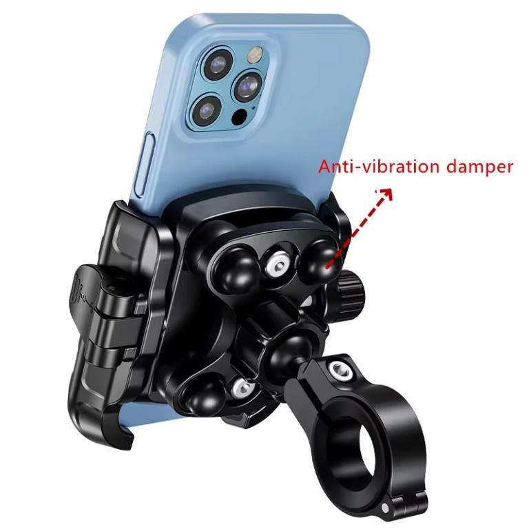 Kewig Anti-vibration Damper Motorcycle Phone Holder Suitable phone size3.5-7.0 inch cell phone Fit the bar diameter22mm-32mm (Without Charger) (M8SP-J)