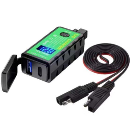 Kewig Waterproof Motorcycle Handlebar Charger Adapter Dual USB QC 3.0 With Switch Input voltage dc12-24v (C Charger) (M2-C)