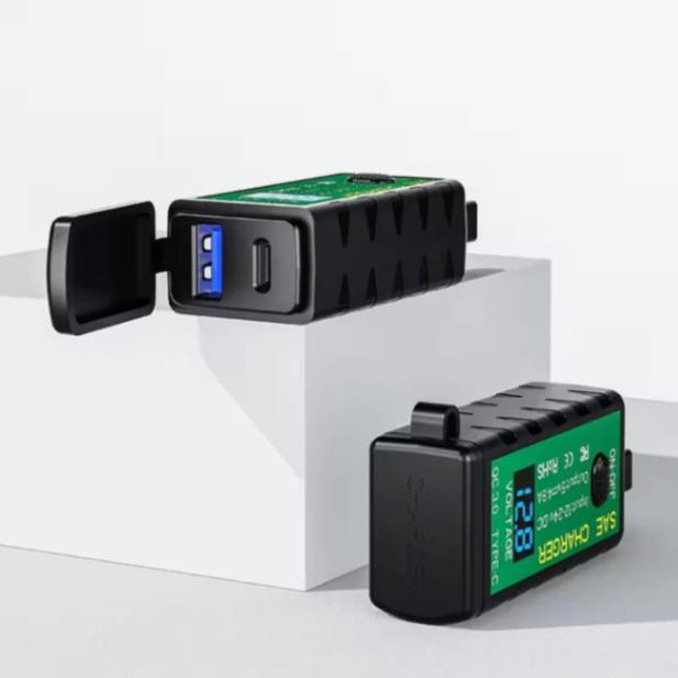 Kewig Waterproof Motorcycle Handlebar Charger Adapter Dual USB QC 3.0 With Switch Input voltage dc12-24v (C Charger) (M2-C)