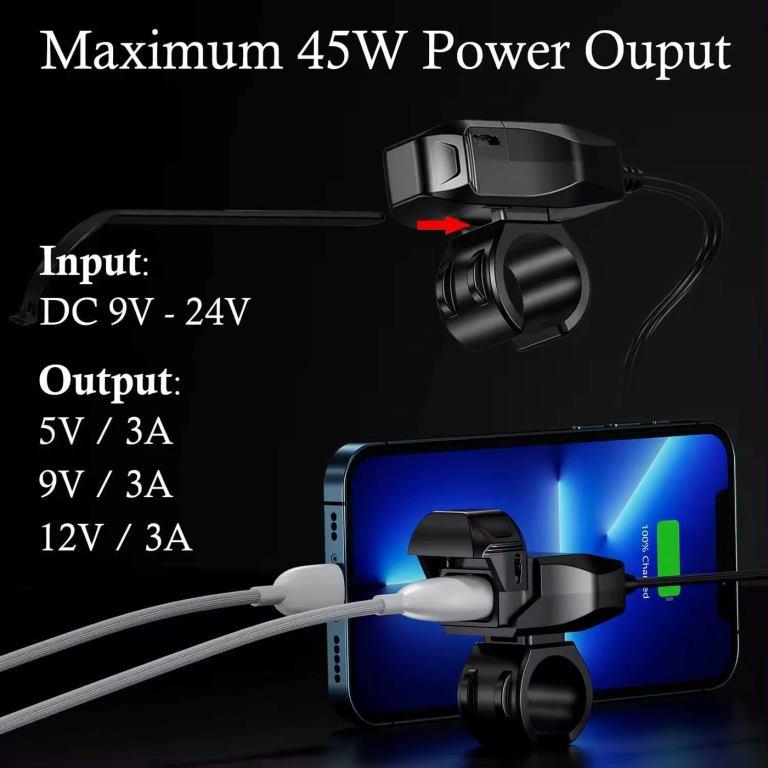 Kewig motorcycle changed to USB Super fast charge waterproof Input voltage:dc12-24v Output voltage:36v (C Charger) (B10-C)