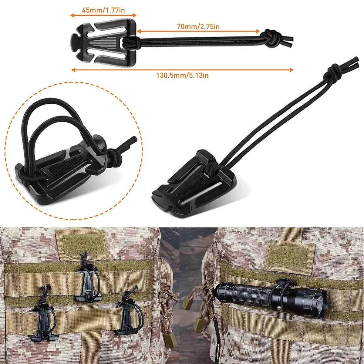 Kolga Bros Molle Attachments Kit -D-Ring Locking Gear Clip Molle Accessories Kit of 32Attachments for Webbing Strap Tactical Backpack