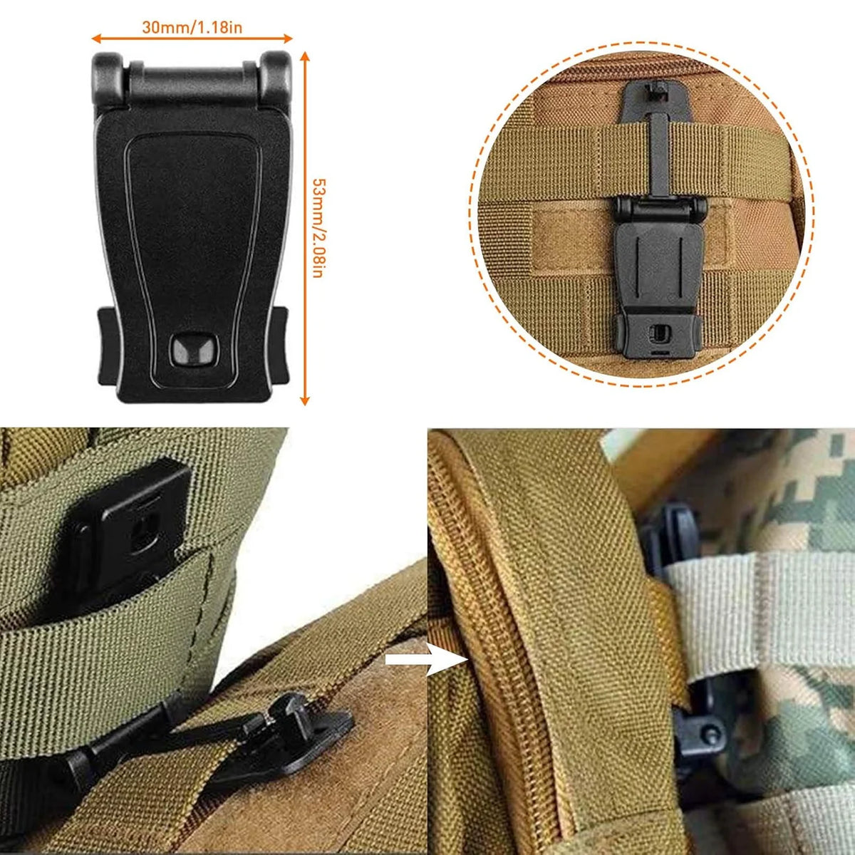 Kolga Bros Molle Attachments Kit -D-Ring Locking Gear Clip Molle Accessories Kit of 32Attachments for Webbing Strap Tactical Backpack