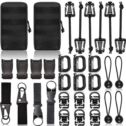 Kolga Bros Molle Attachments Kit -D-Ring Locking Gear Clip Molle Accessories Kit of 32Attachments for Webbing Strap Tactical Backpack