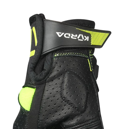 Korda Drag Short Cuff Leather Riding Gloves - Fluorescent Yellow