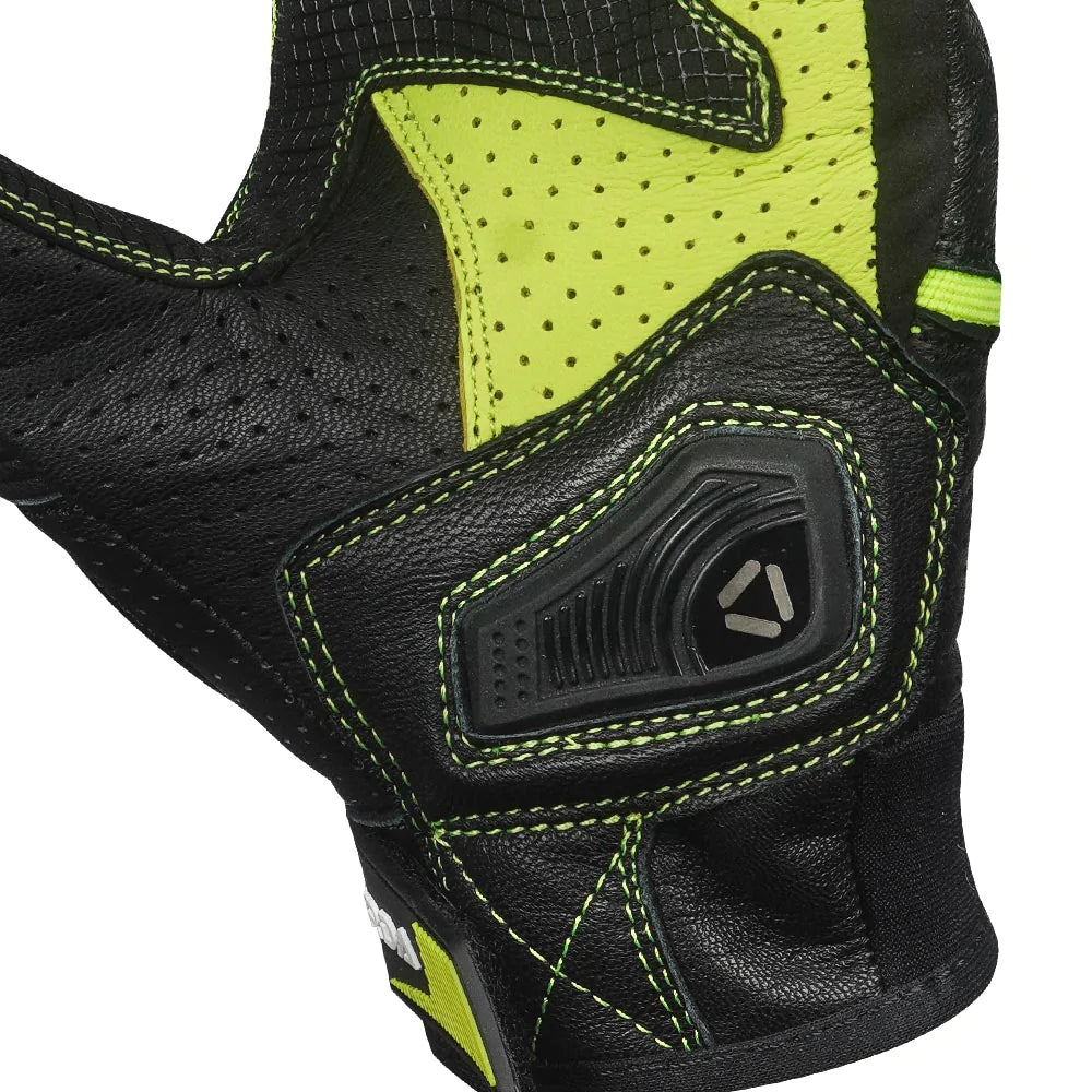 Korda Drag Short Cuff Leather Riding Gloves - Fluorescent Yellow