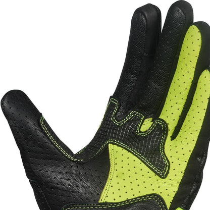 Korda Drag Short Cuff Leather Riding Gloves - Fluorescent Yellow