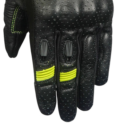 Korda Drag Short Cuff Leather Riding Gloves - Fluorescent Yellow