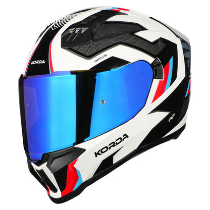 Korda Evo Orcus Gloss White Blue and Red Full Face - Helmet