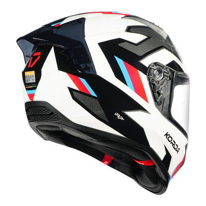 Korda Evo Orcus Gloss White Blue and Red Full Face - Helmet